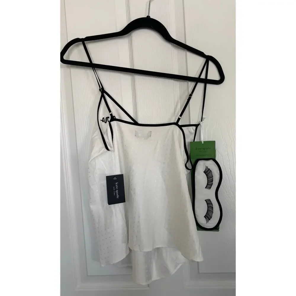 Kate Spade New York Satin Pajama Cami & Short Set Small Eye Mask 